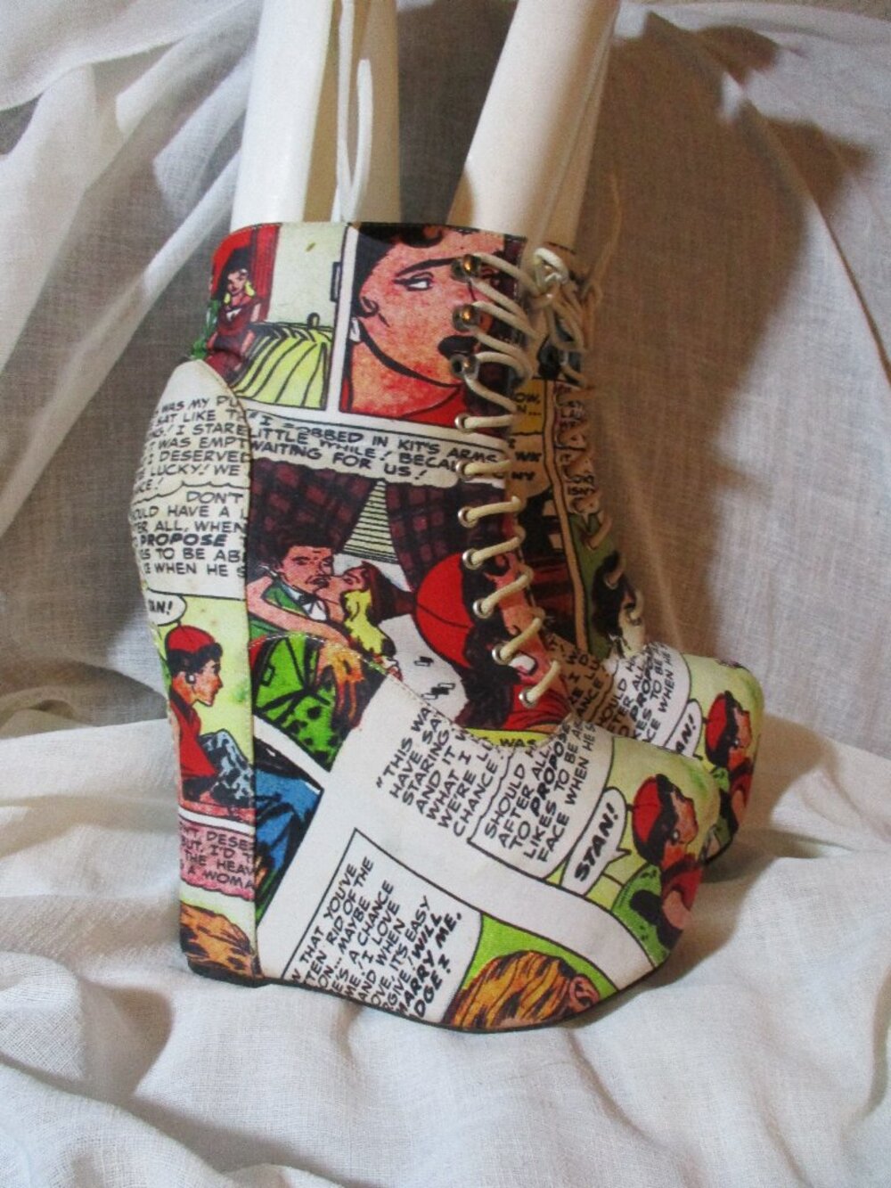 JEFFREY CAMPBELL Black Milk x COMIC BOOK wedge bootie PLATFORM High Heel Shoe